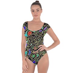 Swirl Retro Abstract Doodle Short Sleeve Leotard  by dressshop