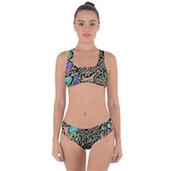 Swirl Retro Abstract Doodle Criss Cross Bikini Set by dressshop