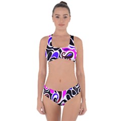 Retro Swirl Abstract Criss Cross Bikini Set by dressshop