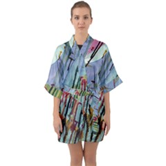 Chaos In Colour  Quarter Sleeve Kimono Robe by ArtByAng