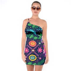 Colorful Pattern One Soulder Bodycon Dress by Hansue