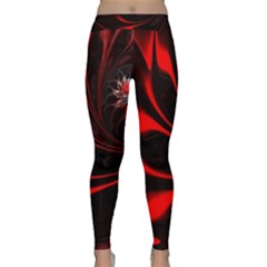 Red Black Abstract Curve Dark Flame Pattern Classic Yoga Leggings