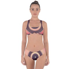 Ornamental Shape Concentric Round Criss Cross Bikini Set