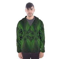 Green Fractal Art Artistic Pattern Hooded Windbreaker (men) by Nexatart