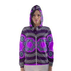 Round Pattern Ethnic Design Hooded Windbreaker (women) by Nexatart