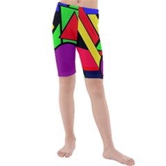 Background Color Art Pattern Form Kids  Mid Length Swim Shorts by Nexatart