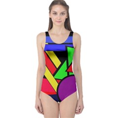 Background Color Art Pattern Form One Piece Swimsuit by Nexatart