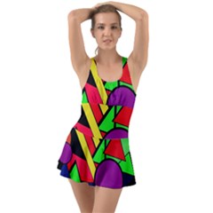 Background Color Art Pattern Form Ruffle Top Dress Swimsuit by Nexatart