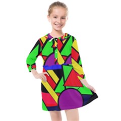 Background Color Art Pattern Form Kids  Quarter Sleeve Shirt Dress by Nexatart