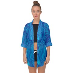 Blue Abstract Pattern Art Shape Open Front Chiffon Kimono by Nexatart