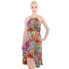 Art Flower Pattern Background High-low Halter Chiffon Dress  by Nexatart