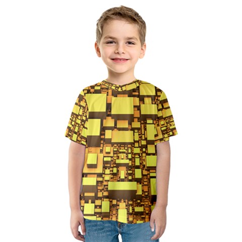 Cubes Grid Geometric 3d Square Kids  Sport Mesh Tee by Nexatart