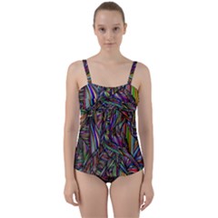 Background Wallpaper Abstract Lines Twist Front Tankini Set