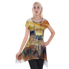 Architecture Castle Fairy Castle Short Sleeve Side Drop Tunic