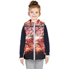 October Sunset Kid s Hooded Puffer Vest by bloomingvinedesign