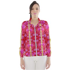 Roses And Butterflies On Ribbons As A Gift Of Love Windbreaker (women) by pepitasart