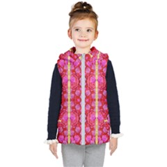 Roses And Butterflies On Ribbons As A Gift Of Love Kid s Hooded Puffer Vest by pepitasart