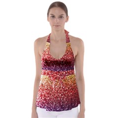 Rainbow Glitter Graphic Babydoll Tankini Top by bloomingvinedesign