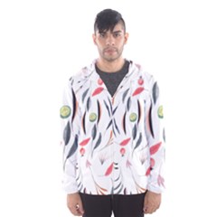 Watercolor Tablecloth Fabric Design Hooded Windbreaker (men) by Sapixe