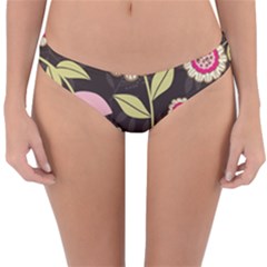 Flowers Wallpaper Floral Decoration Reversible Hipster Bikini Bottoms by Sapixe