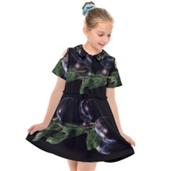 Plums Photo Art Fractalius Fruit Kids  Short Sleeve Shirt Dress by Sapixe