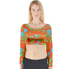 Background Texture Seamless Flowers Long Sleeve Crop Top by Sapixe