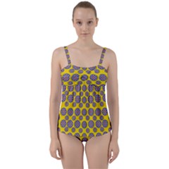 Sunshine And Floral In Mind For Decorative Delight Twist Front Tankini Set by pepitasart
