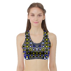 Digital Art Background Yellow Blue Sports Bra With Border by Sapixe