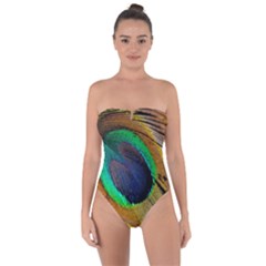Bird Feather Background Nature Tie Back One Piece Swimsuit by Sapixe