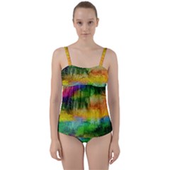 Pattern Texture Background Color Twist Front Tankini Set by Sapixe