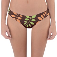 Leaves Foliage Pattern Design Reversible Hipster Bikini Bottoms by Sapixe