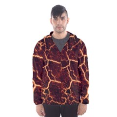 Lava Cracked Background Fire Hooded Windbreaker (men) by Sapixe