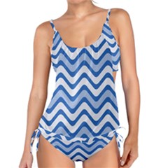 Waves Wavy Lines Pattern Design Tankini Set by Sapixe