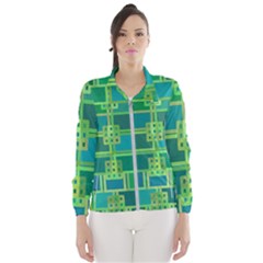 Green Abstract Geometric Windbreaker (women) by Sapixe