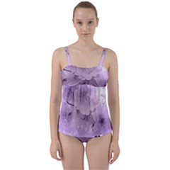 Wonderful Flowers In Soft Violet Colors Twist Front Tankini Set by FantasyWorld7