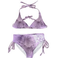 Wonderful Flowers In Soft Violet Colors Kids  Classic Bikini Set by FantasyWorld7