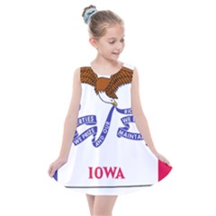 Flag Map Of Iowa Kids  Summer Dress by abbeyz71