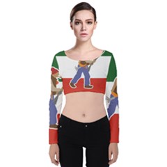 Patriote Flag With Le Vieux De  37 Velvet Long Sleeve Crop Top by abbeyz71