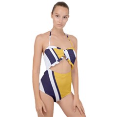 Flag Of South Bend, Indiana Scallop Top Cut Out Swimsuit by abbeyz71