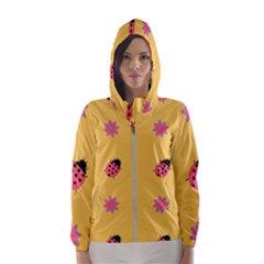 Ladybug Seamlessly Pattern Hooded Windbreaker (women) by Sapixe