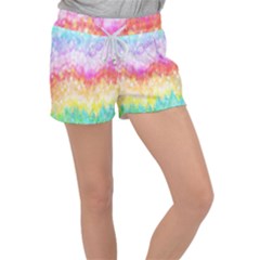 Rainbow Pontilism Background Women s Velour Lounge Shorts by Sapixe