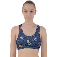 Cat Cosmos Cosmonaut Rocket Back Weave Sports Bra by Sapixe