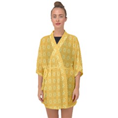 Pattern Background Texture Yellow Half Sleeve Chiffon Kimono by Sapixe