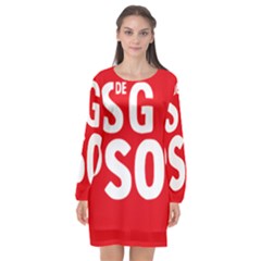 Socialists  Party Of Galicia Logo Long Sleeve Chiffon Shift Dress  by abbeyz71