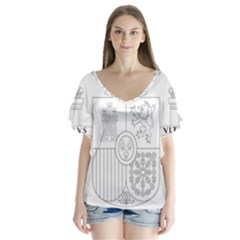 Coat Of Arms Of Spain V-neck Flutter Sleeve Top by abbeyz71