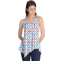 Retro Pink Green Blue Orange Dots Pattern Sleeveless Tunic by BrightVibesDesign