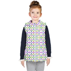 Retro Blue Purple Green Olive Dot Pattern Kid s Hooded Puffer Vest by BrightVibesDesign