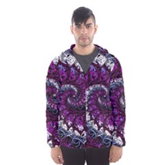 Fractal Background Swirl Art Skull Hooded Windbreaker (men) by Sapixe