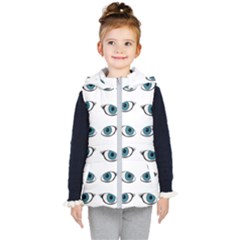 Blue Eyes Pattern Kid s Hooded Puffer Vest by Valentinaart