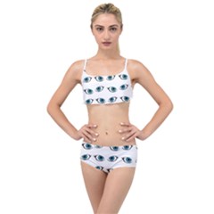 Blue Eyes Pattern Layered Top Bikini Set by Valentinaart